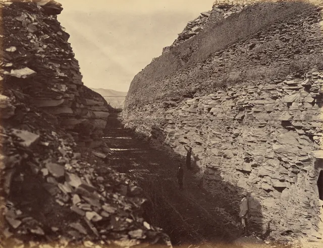 Railroad Visions wallpaper: Burning Rock Cut 1869